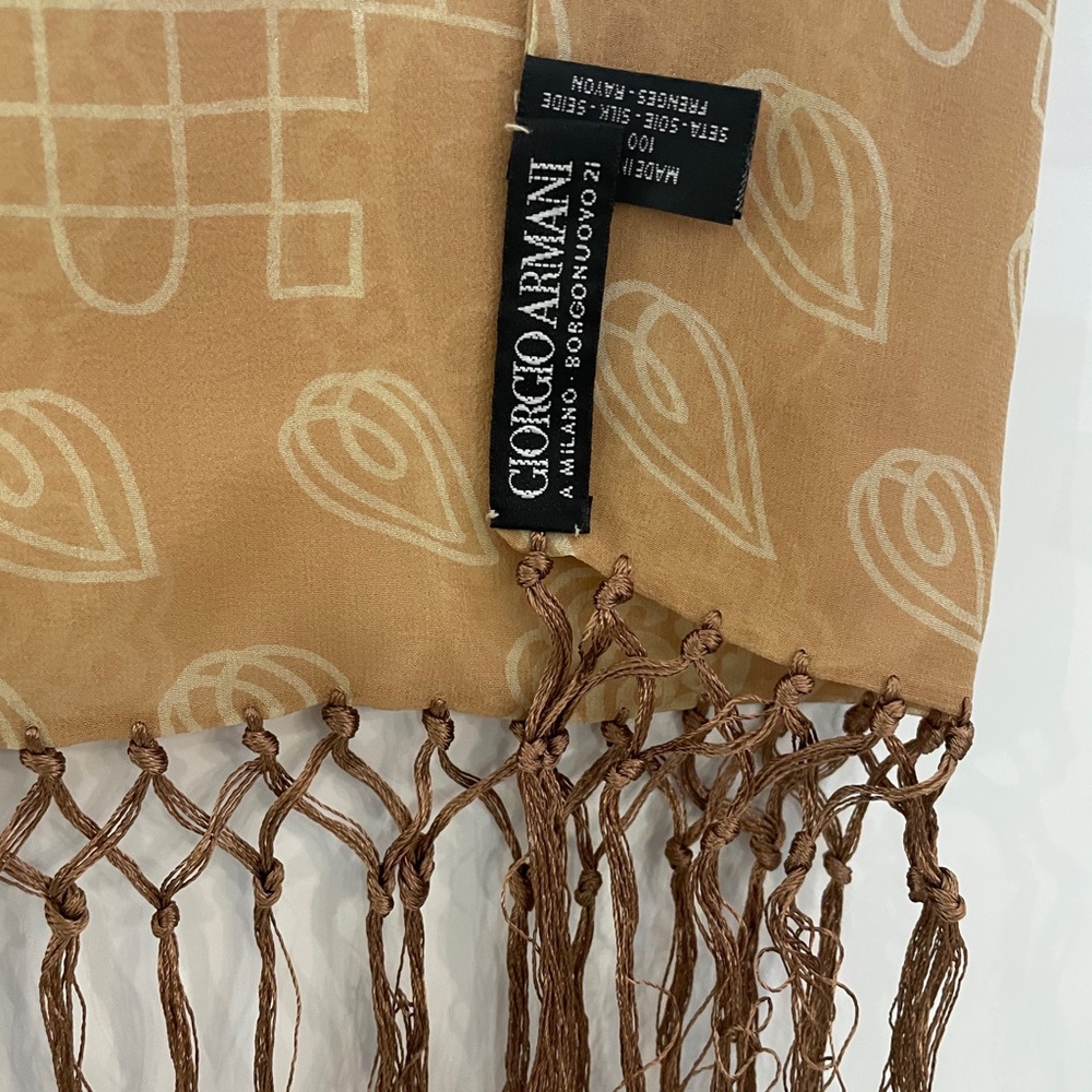 Giorgio Armani Long silk scarf with tassels